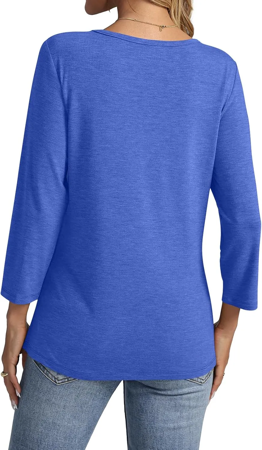 Women's 3/4 Sleeve Shirts V Neck Summer Tops Casual Tunics Tops Basic Tees Blouse Loose Fit