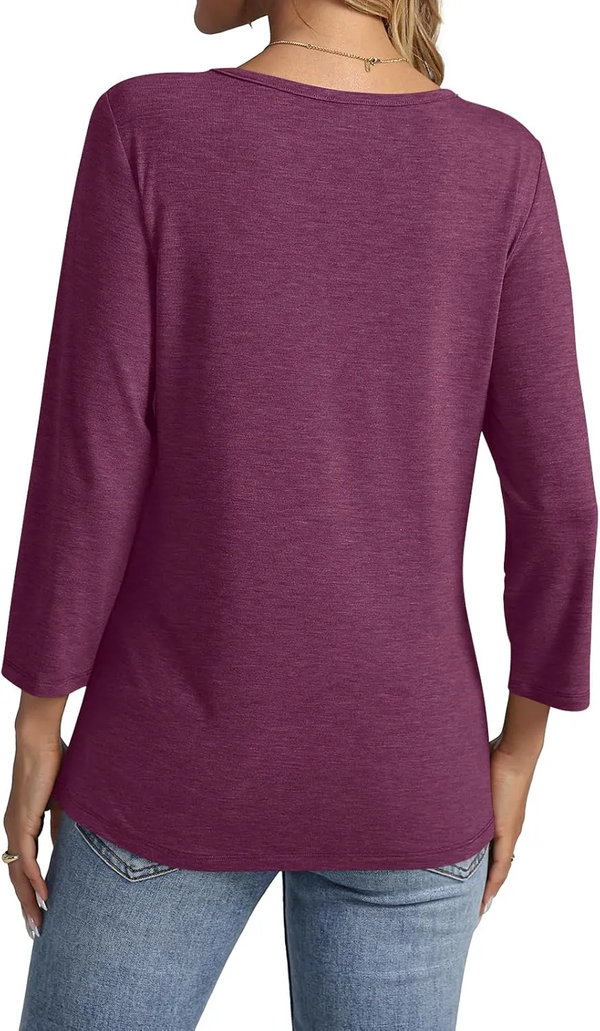 Women's 3/4 Sleeve Shirts V Neck Summer Tops Casual Tunics Tops Basic Tees Blouse Loose Fit