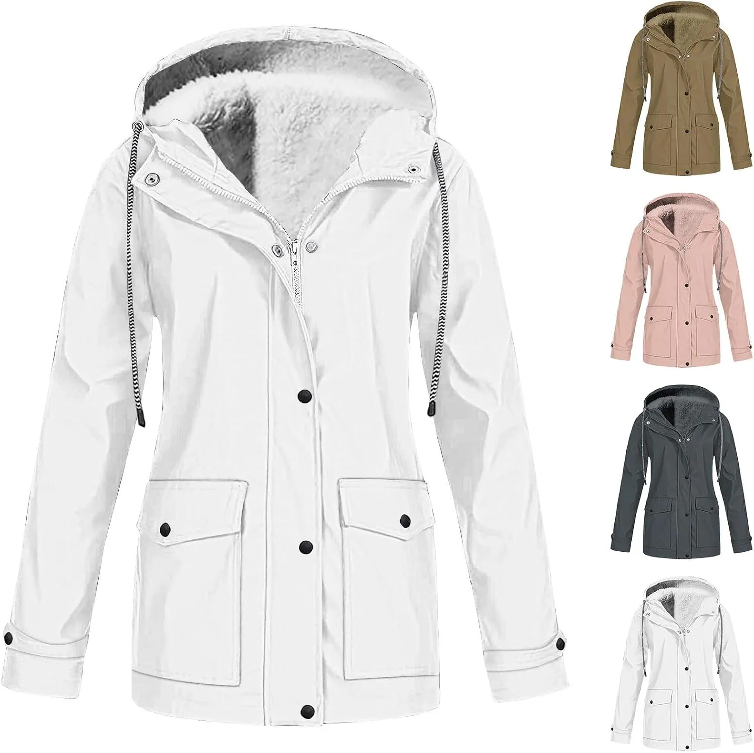 Womens Rain Jackets Waterproof Lightweight Plus Size Rain Coats Casual Hooded Raincoats Packable Travel Outerwear