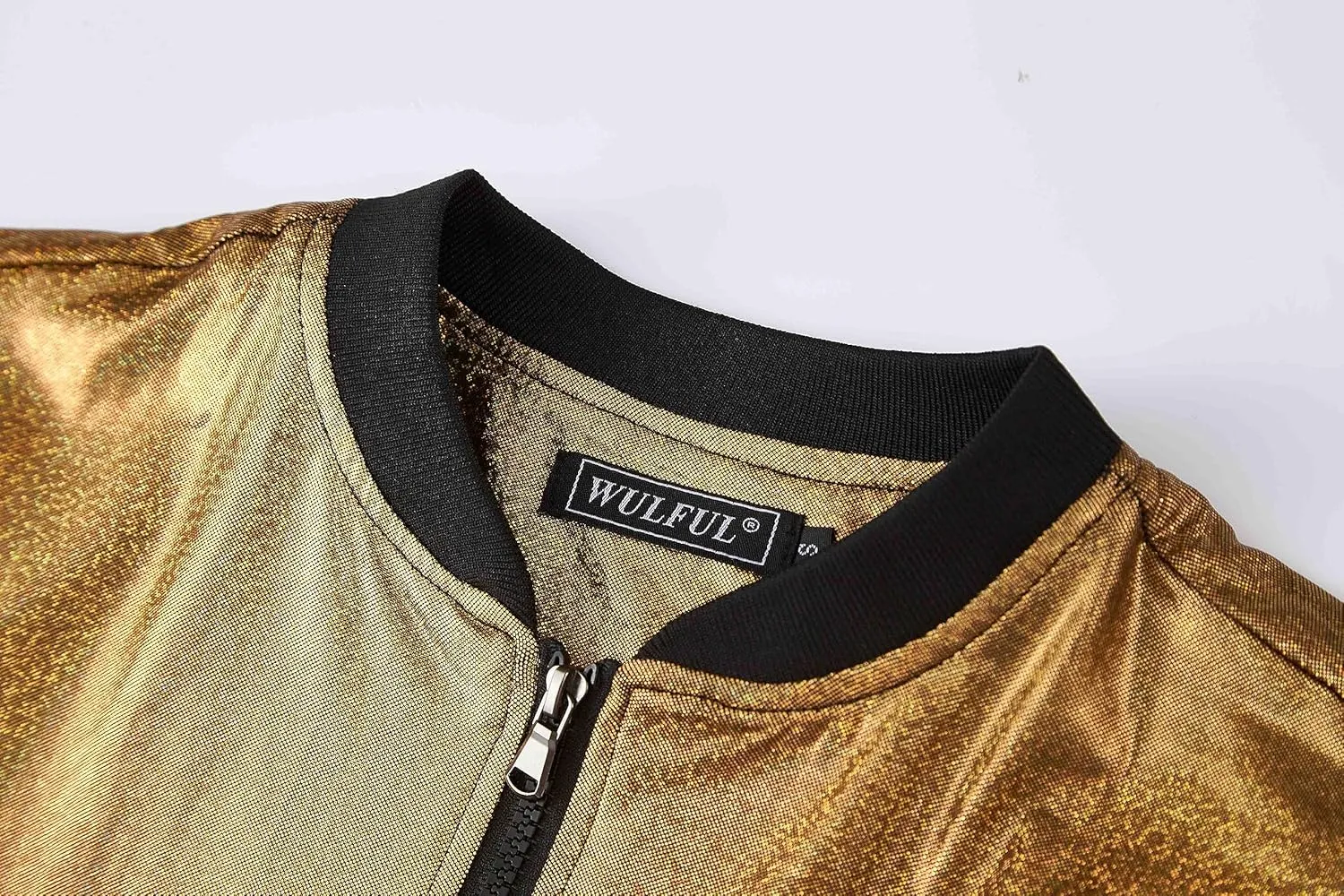 WULFUL Men's 70s Disco Costume Party Sequin Metallic Varsity Bomber Jacket