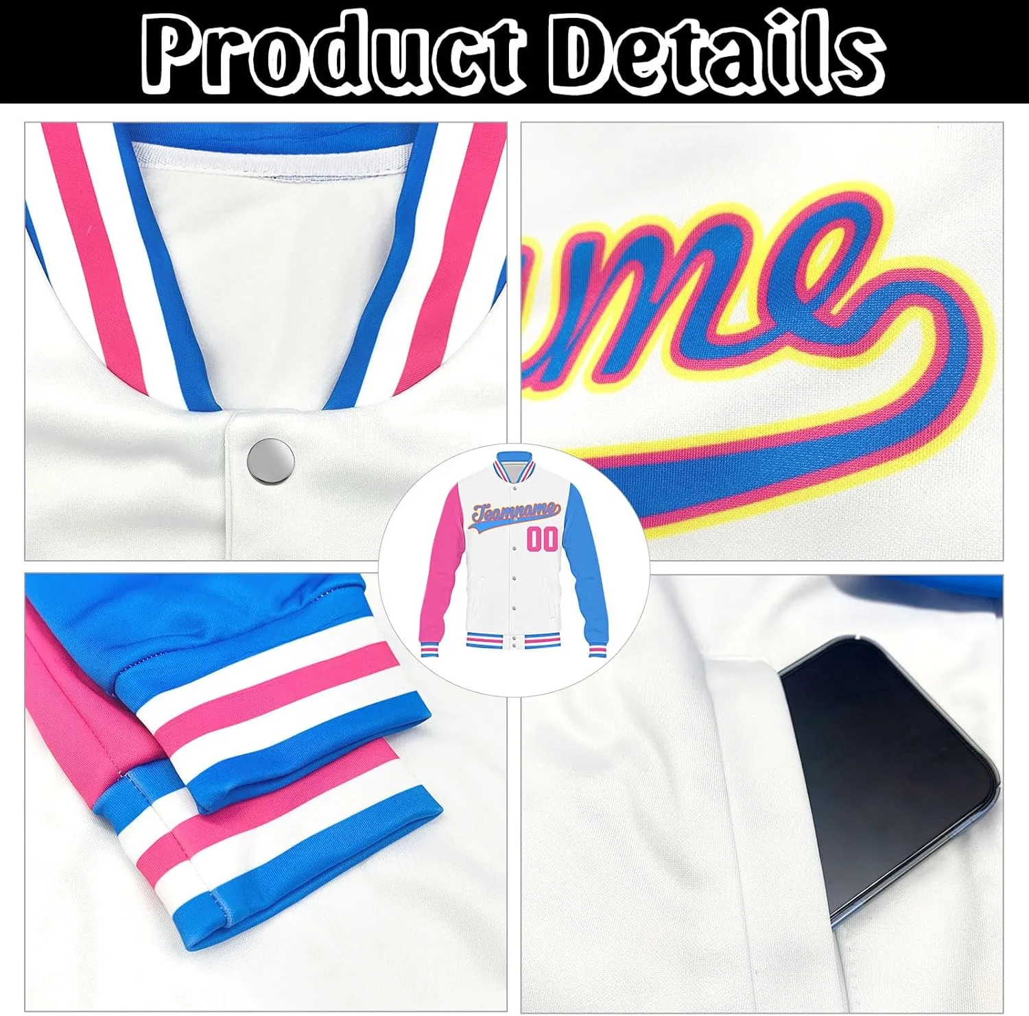 YanNanKe Custom Men Varsity Jackets Personalized Baseball Letterman Coat Print Team Name Number Sport Bomber Jackets